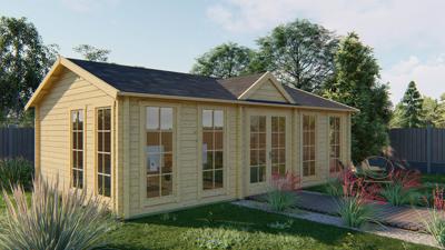 Tuindeco Dunmore Blokhut 820x520 cm 70 mm vuren blank- Zadeldak- Onbehandeld vurenhout- Tuindeco Tuindeco Dunmore Blokhut 820x520 cm 70 mm vuren blank- Zadeldak- Onbehandeld vurenhout- Tuindeco