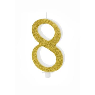 Taartkaarsje Cijfer 8 Goud