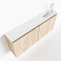MONDIAZ TURE 120cm toiletmeubel washed oak. EDEN wastafel talc rechts 1 kraangat - thumbnail