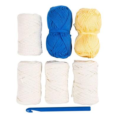 Creativ Company Hobbyset haken, grote zonnehoed, blauw, licht naturel, geel, 1 doos Creativ Company Hobbyset haken, grote zonnehoed, blauw, licht naturel, geel, 1 doos