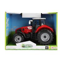 Tractor met frictie 19 cm rood/zwart - thumbnail