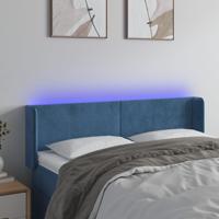 Hoofdbord LED 147x16x78/88 cm fluweel donkerblauw - thumbnail