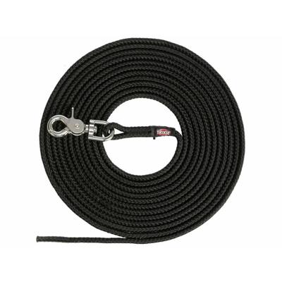TRIXIE HONDENRIEM SLEEPLIJN TRIGGER SNAP HAAK ROND ZWART 10 MTR X 0,6 CM