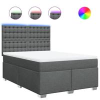 Boxspring met matras stof donkergrijs 140x190 cm - thumbnail