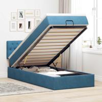 Ottoman bed met matras 80x200cm fluweel donkerblauw - thumbnail