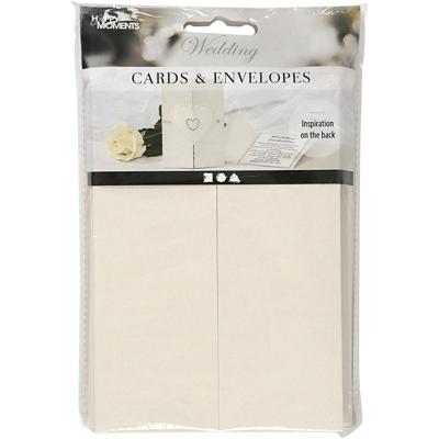 Creativ Company Parelmoer kaart & envelop, afmeting kaart 10,5x15 cm, afmeting envelop 11,5x16,5 cm, 230+120 gr, off-white, 10 set/ 1 doos