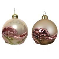 Kerstbal glas d8cm bloem a2 Decoris - Decoris - thumbnail