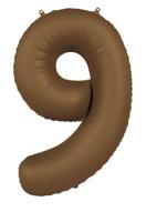Folieballon Cijfer 9 Bruin Mat (86cm) - thumbnail