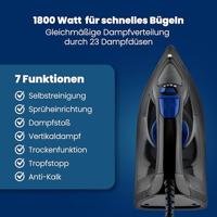 Clatronic DB 3703 Stoomstrijkijzer Zwart, Blauw 1800 W - thumbnail