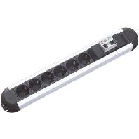 BACHMANN PRIMO RCD stekkerdoos 6x geaard contact 1xRCD gezekerd, aluminium, 2 m - thumbnail