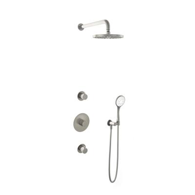 Hotbath Buddy - Inbouw Regendoucheset - 2 Stopkranen - Thermostatisch - Wandarm 35 cm - Hoofddouche 200 mm - Ronde Handdouche 3 Standen - Waterbesparend - V02