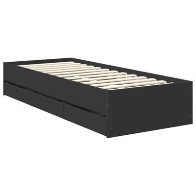 Bedframe met hoofdeinde Zwart 75 x 190 cm Geconstrueerd hout