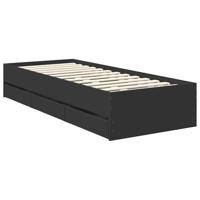 Bedframe met hoofdeinde Zwart 75 x 190 cm Geconstrueerd hout - thumbnail