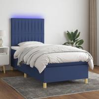 Boxspring met matras en LED stof blauw 100x200 cm - thumbnail