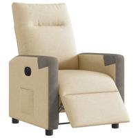 Fauteuil verstelbaar elektrisch stof crèmekleurig - thumbnail