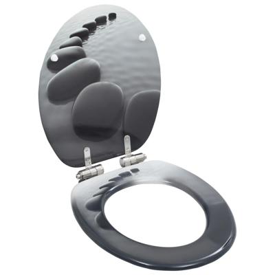 VidaXL Toiletbril met soft-close deksel stenen mdf