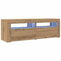 Tv-meubel met LED 120x35x40 cm bewerkt hout artisanaal eiken - thumbnail