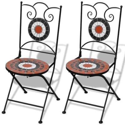 VidaXL Opklapbare stoelen, 2 stuks, keramiek, terracotta en wit VidaXL Opklapbare stoelen, 2 stuks, keramiek, terracotta en wit