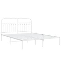 Bedframe met hoofdbord metaal wit 150x200 cm - thumbnail