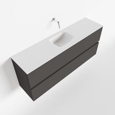 MONDIAZ ADA 120cm toiletmeubel dark grey. LEX wastafel talc midden zonder kraangat