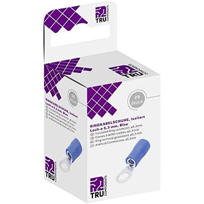 TRU COMPONENTS T1904C062 Ringkabelschoen Dwarsdoorsnede (max.): 2.50 mm² Schachtdiameter: 5.30 mm Deels geïsoleerd Blauw 25 stuk(s)