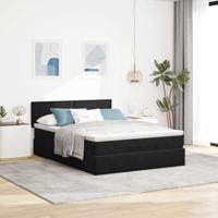 Ottoman bed met matras 140x190cm fluweel zwart - thumbnail