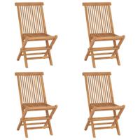 Tuinstoelen 4 st inklapbaar massief teakhout - thumbnail