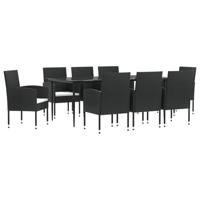 9-delige Tuinset poly rattan en staal zwart - thumbnail