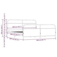 Bedframe zonder matras metaal sonoma eikenkleur 200x200 cm - thumbnail