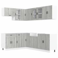 11-delige Keukenkastenset Porto bewerkt hout grijs sonoma eiken - thumbnail