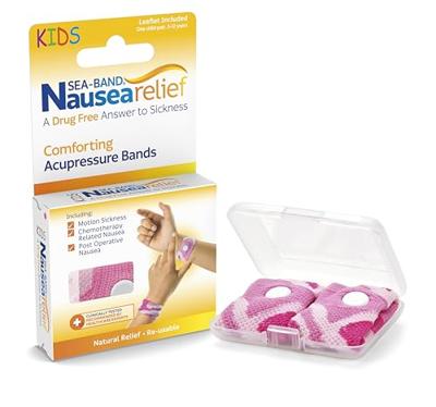Sea Band Kind Anti-misselijkheid Armband Roze 2 Stuks - thumbnail