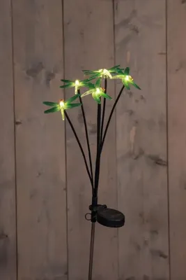 Anna's Collection Tuinsteker solar 6 libelles led 7 x 69 cm warm wit - Groen
