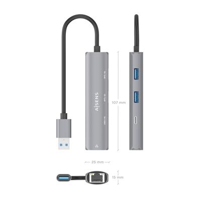 USB-HUB Aisens ASUC-4P035-GR Grijs