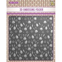 Nellie's Choice • 3d embossing folder achtergrond konijnen wortelen 15x15cm - thumbnail
