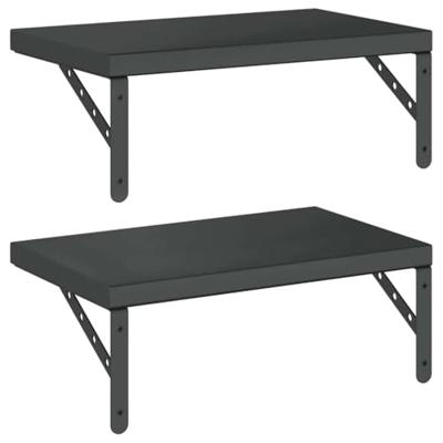 Wandschappen 2 st 50x30 cm roestvrijstaal zwart