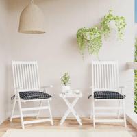 VidaXL Stoelkussens 2 st ruitpatroon 40x40x7 cm stof zwart - thumbnail