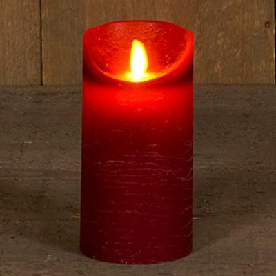 Kaars wax rustiek bewegende vlam 7,5x15 cm bordeaux b.o. Anna's Collection - Annas collection