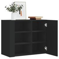 Wandkast 75x35x60 cm bewerkt hout zwart - thumbnail