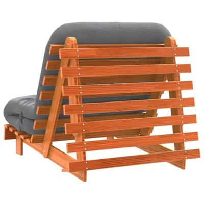 Futon slaapbank met matras 80x206x11 cm grenenhout wasbruin - thumbnail