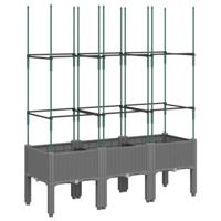 VidaXL Plantenbak met latwerk 120x40x142,5 cm polypropeen lichtgrijs - thumbnail