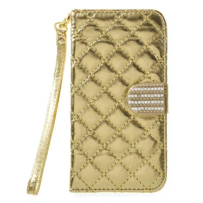 Shop4 - iPhone X Hoesje - Wallet Case Ruit Goud