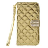 Shop4 - iPhone X Hoesje - Wallet Case Ruit Goud - thumbnail