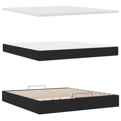 Ottoman bed met matras 160x200cm stof zwart