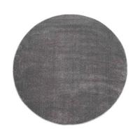 Tapeso Rond vloerkleed effen velours Gala - donkergrijs - 120 cm rond - thumbnail