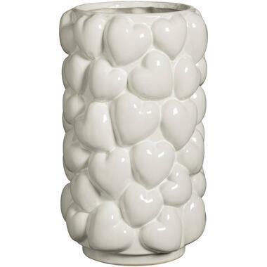 Vaas Harten - off-white - keramiek - 27xØ15,5 cm - Leen Bakker