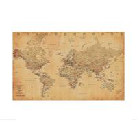 Kunstdruk World Map Vintage - Engels - 60x80cm - thumbnail