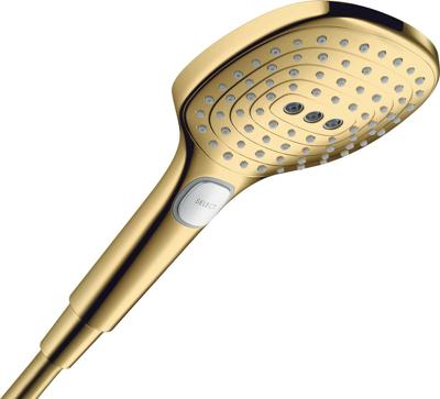 Hansgrohe Raindance Select E handdouche 120 3jet PowderRain EcoSmart, Polished Gold-Optic Hansgrohe Raindance Select E handdouche 120 3jet PowderRain EcoSmart, Polished Gold-Optic