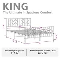 Bedframe met hoofd- en voeteneindemetaal wit 193x203 cm - thumbnail