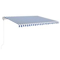 Luifel automatisch met LED en windsensor 450x350 cm blauw wit - thumbnail