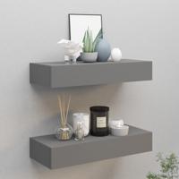 viaXL Wandschappen 2 st met lade 60x23,5x10 cm MDF grijs - thumbnail